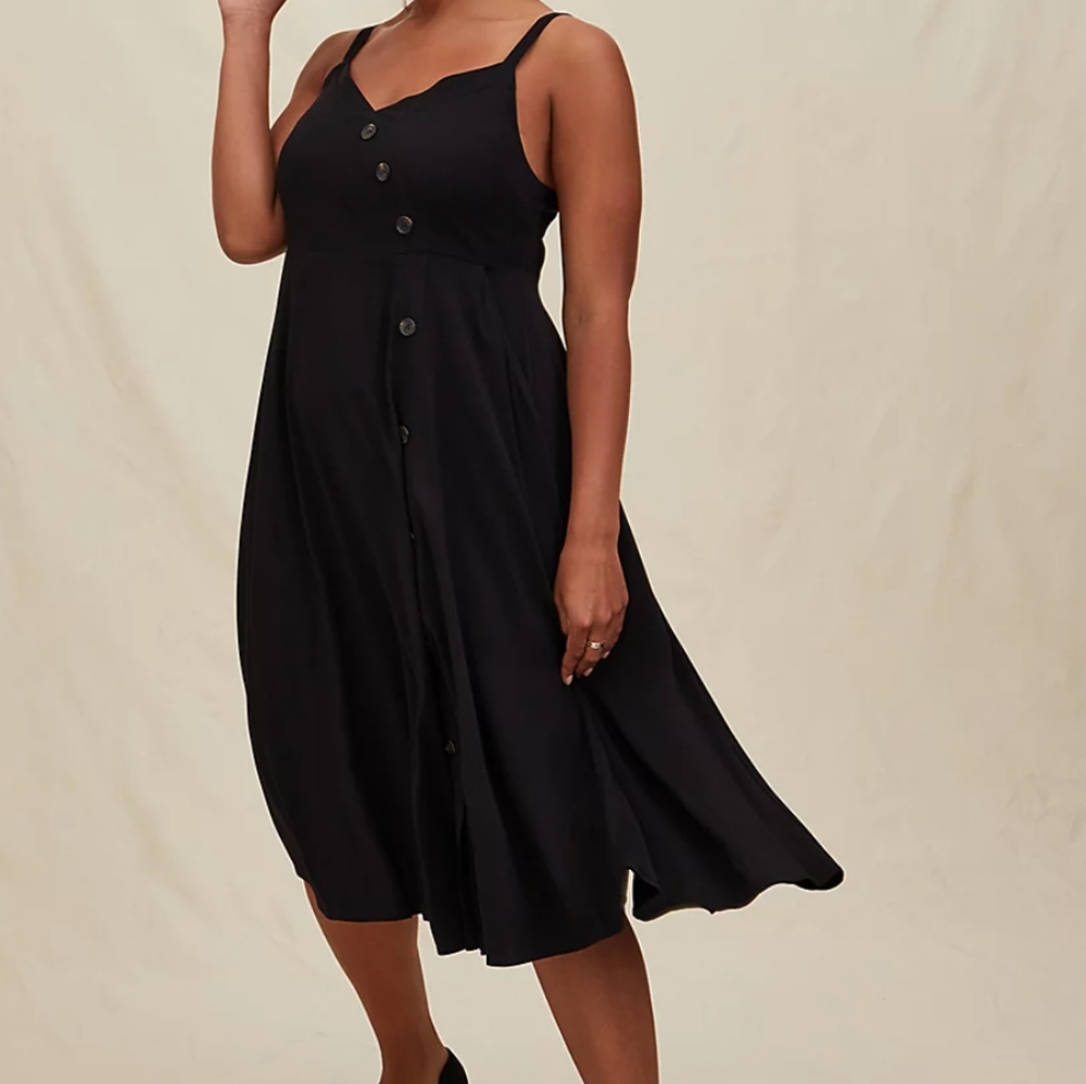 Torrid Challis Asymmetrical ButtonFront Midi Dress